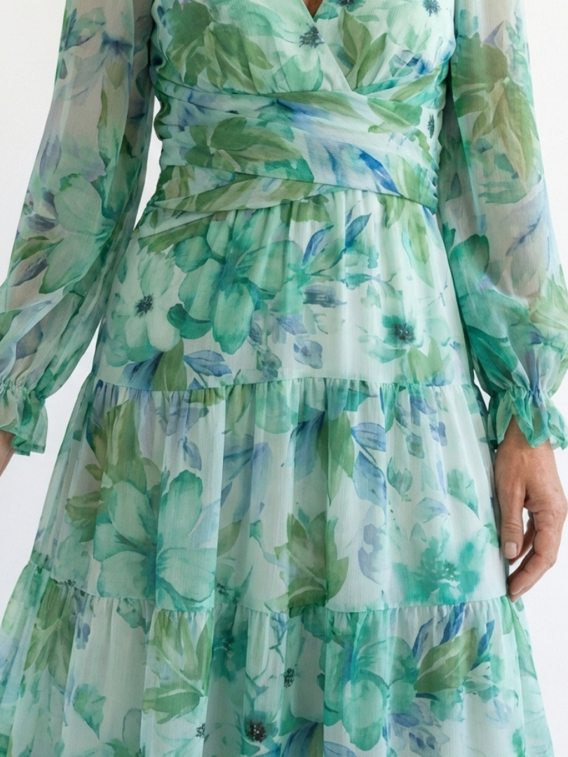 Amelia | Floral Day Dress Lightweight Maxi Fit Long Sleeve