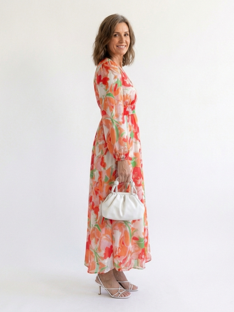 Amelia | Floral Day Dress Lightweight Maxi Fit Long Sleeve