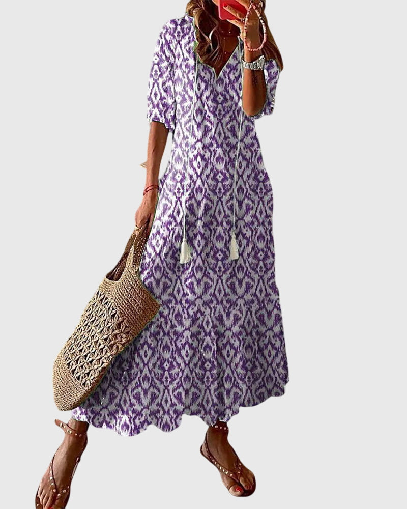 Women's Maxi Dress – Lightweight Ikat Print Relaxed Fit Resort Wear | Isla 3