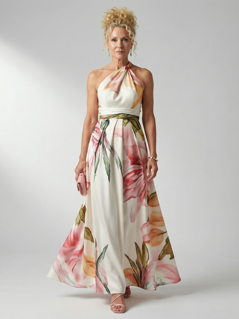 Monica | Sleeveless Halter Summer Dress Relaxed Fit Maxi