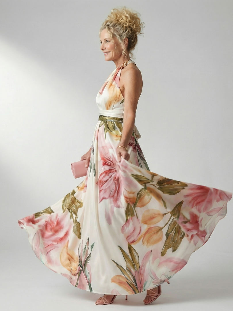 Monica | Sleeveless Halter Summer Dress Relaxed Fit Maxi