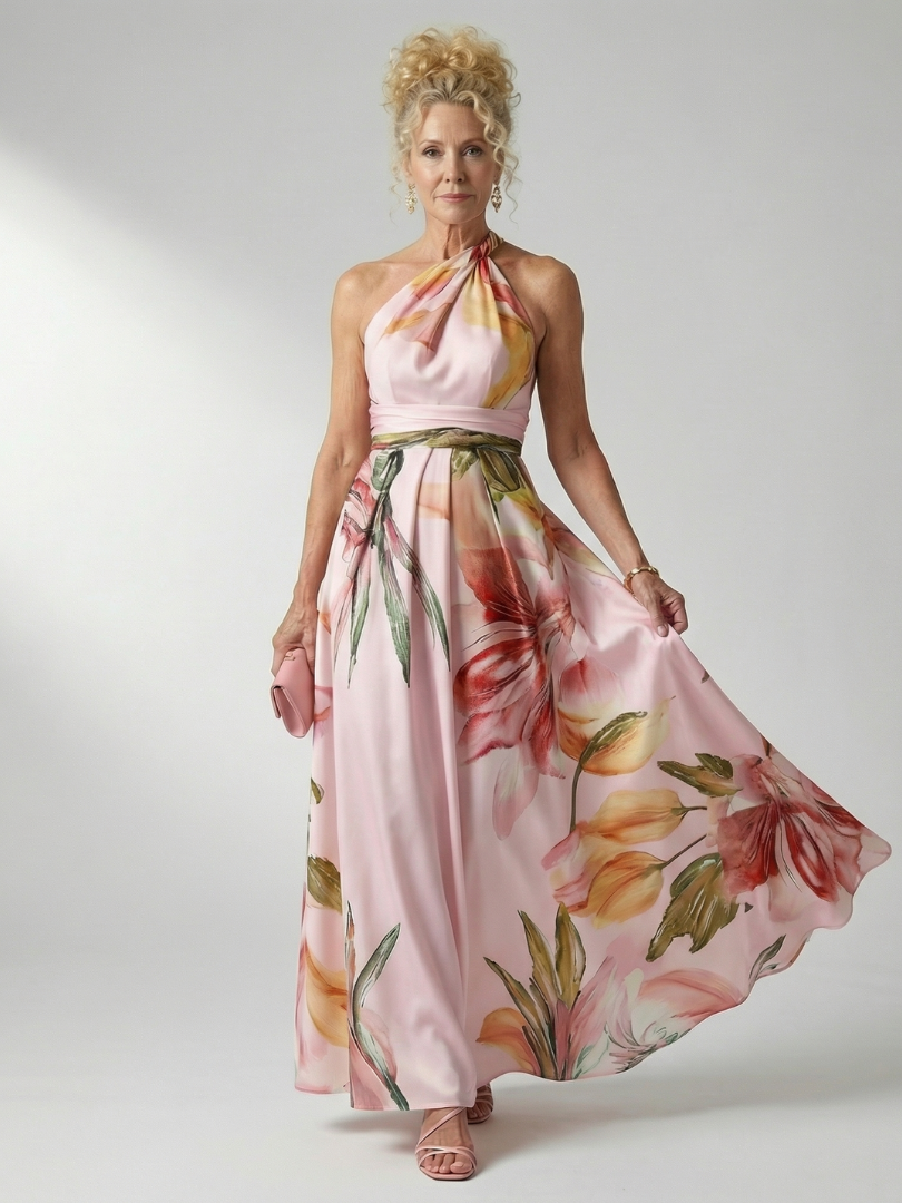 Monica | Sleeveless Halter Summer Dress Relaxed Fit Maxi