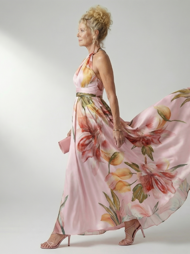 Monica | Sleeveless Halter Summer Dress Relaxed Fit Maxi
