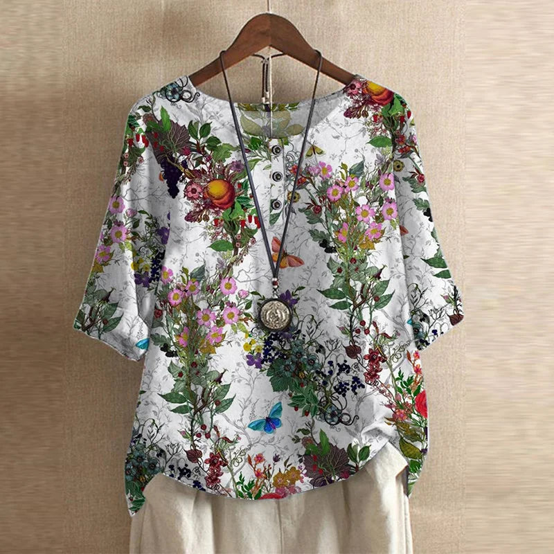 Women's Tunic Tops – Linen Blend Relaxed Fit Casual | Florence 11