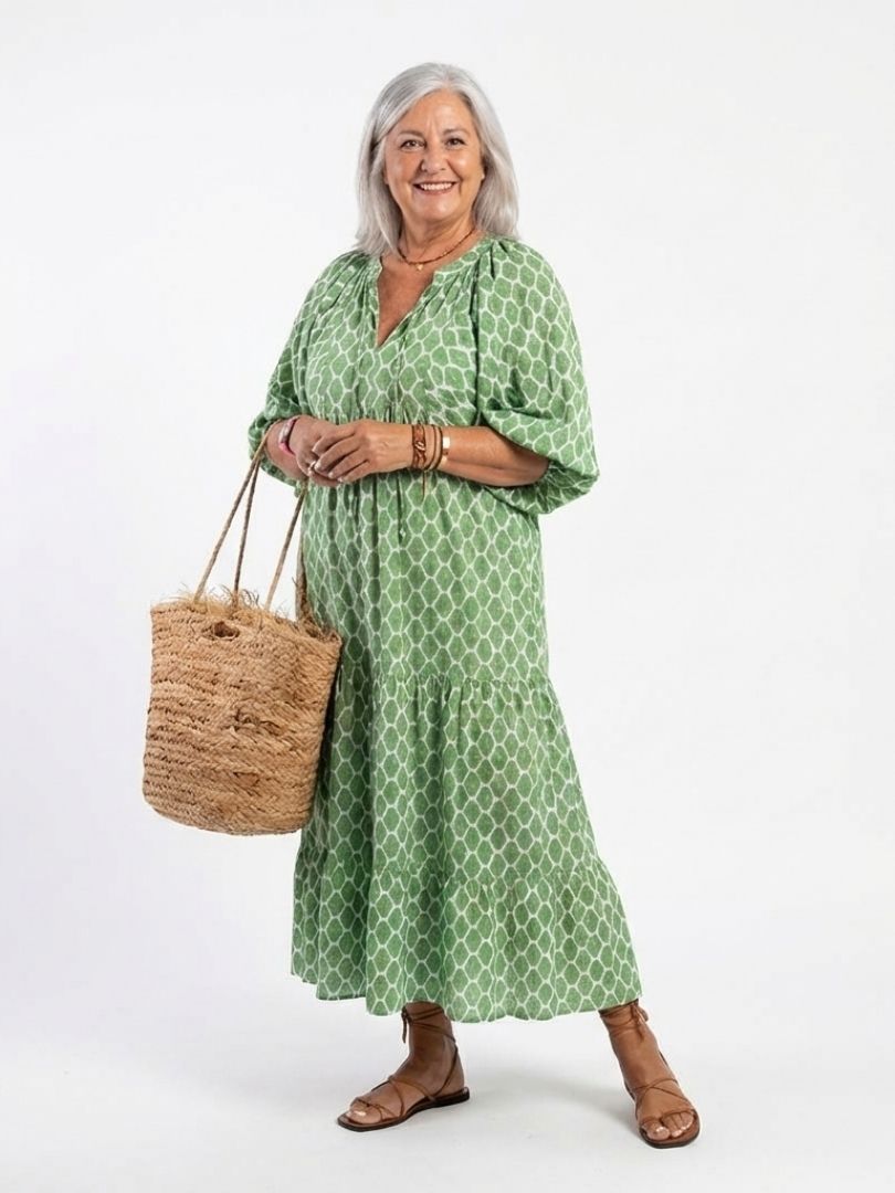 Amelia | V Neck Casual Daywear Relaxed Fit Midi Dress
