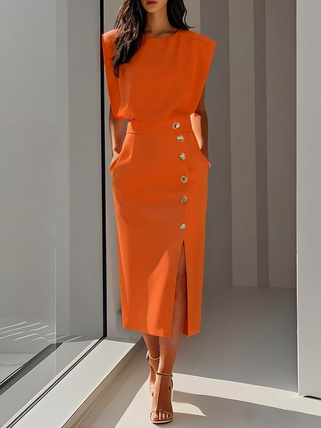 Women's Midi Dress – Heavyweight Crepe Tailored Fit Formal | Amelia 9