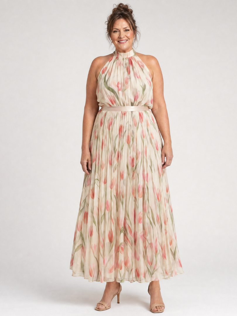 Ottilie | Women's Halter Wedding Guest Maxi Dress