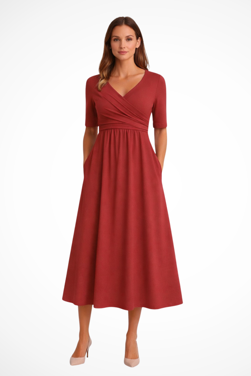 Women's Midi Dress – Jersey-Knit A-Line Casual | Amelia 6