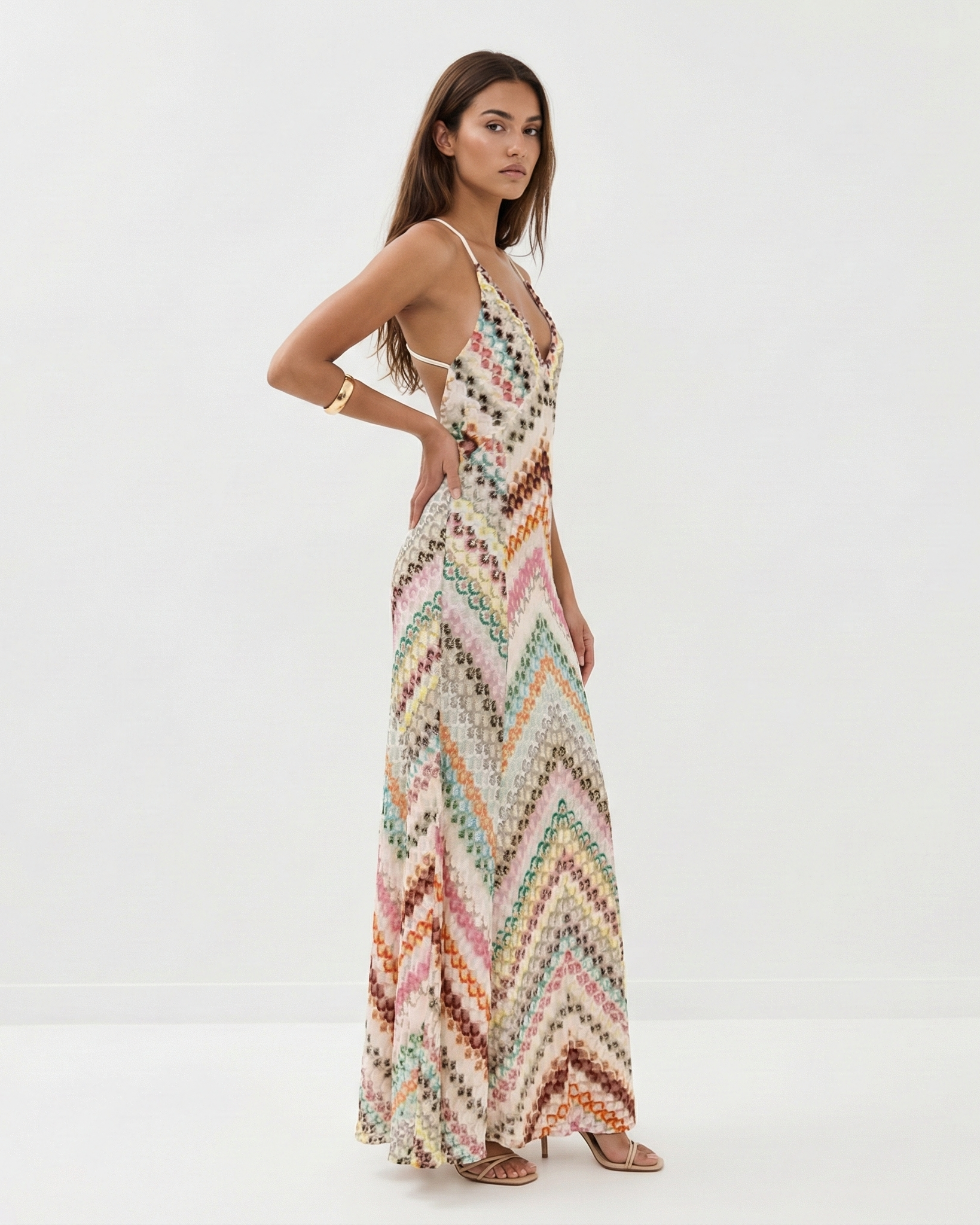 Isla | Backless V-Neck Evening Sheath Maxi Dress