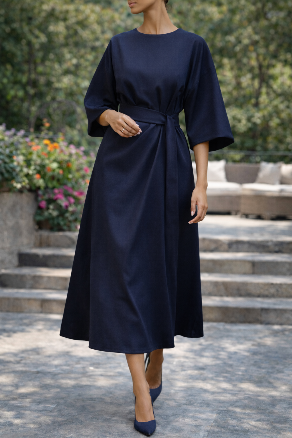 Women's A-Line Dress – Crepe Blend Structured Evening | Florence 2