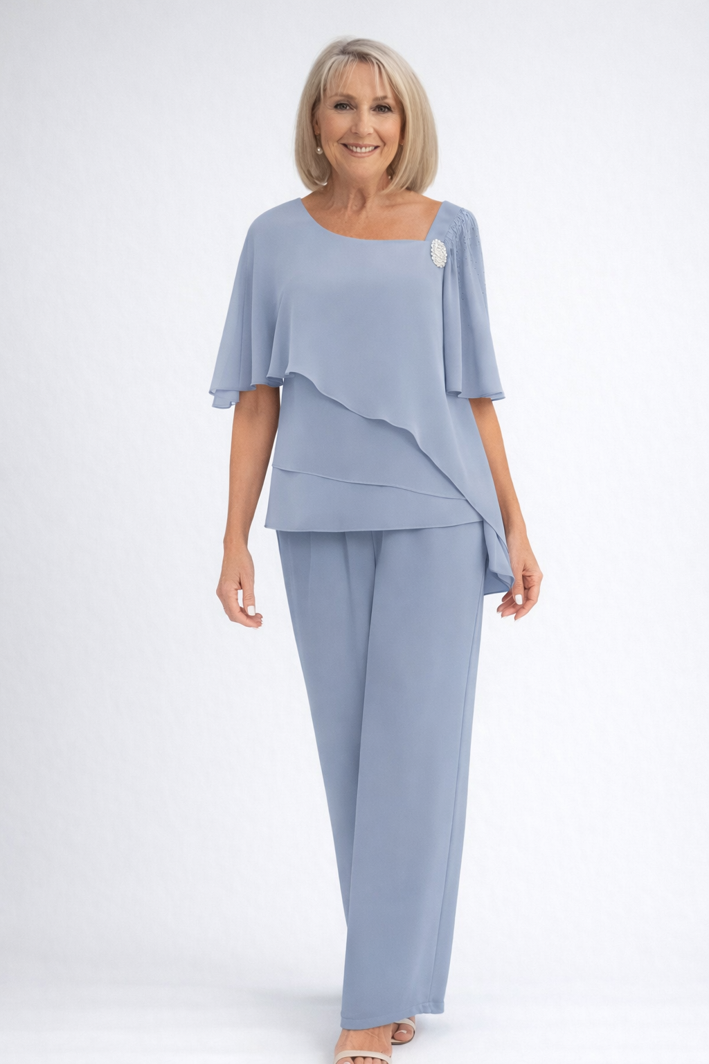 Women's Trouser Suit – Chiffon Relaxed Fit Mother Of The Bride | Emily 1