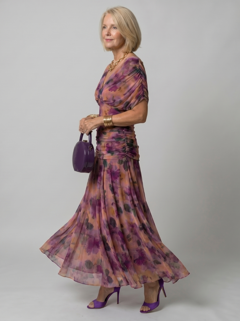 Adelaide | Women's Draped Wedding Guest Maxi Dress