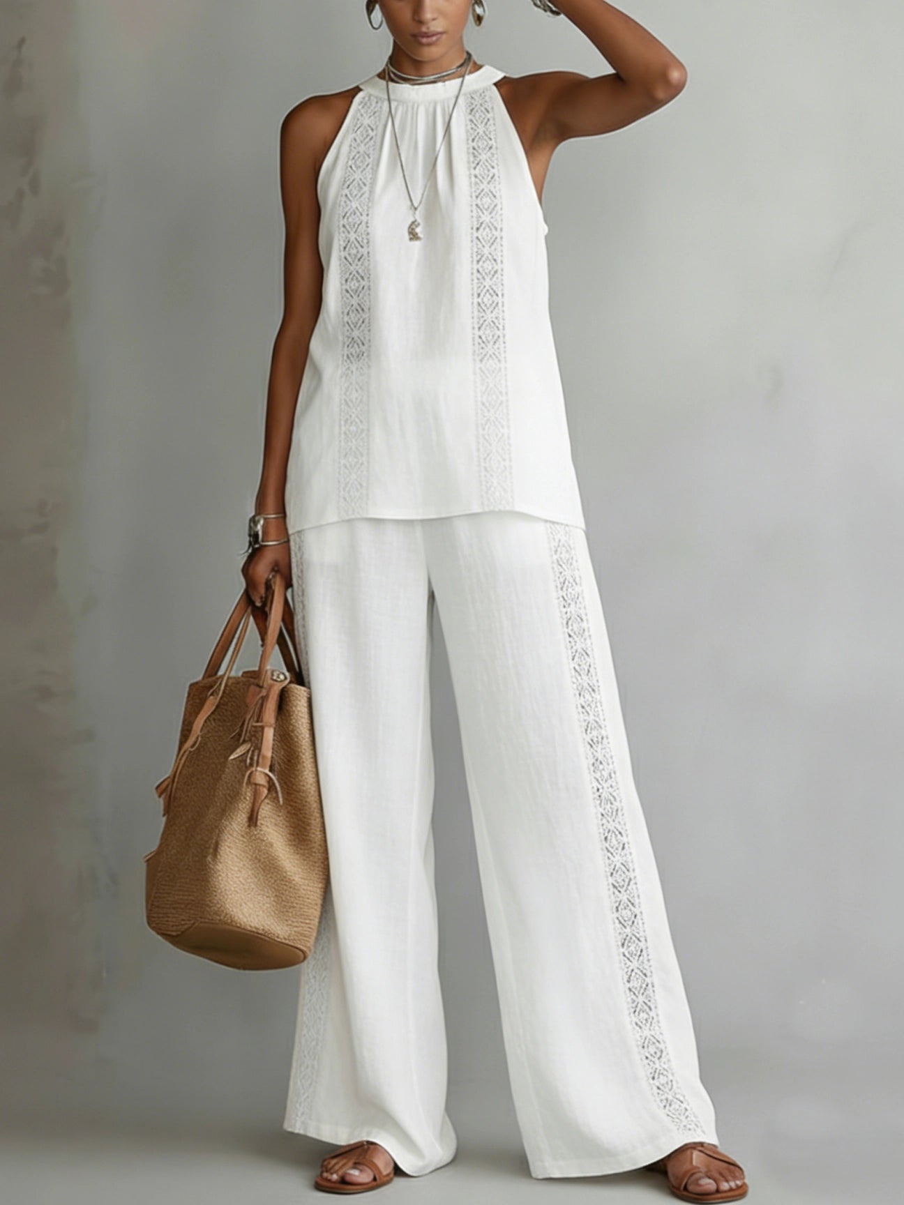 Amelia | Halter Neck Casual Relaxed Fit Two-Piece Set