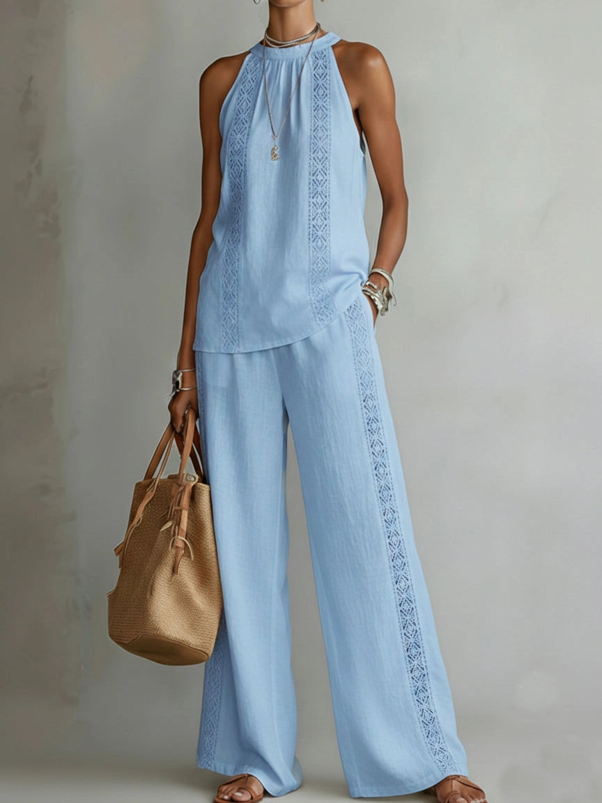 Amelia | Halter Neck Casual Relaxed Fit Two-Piece Set