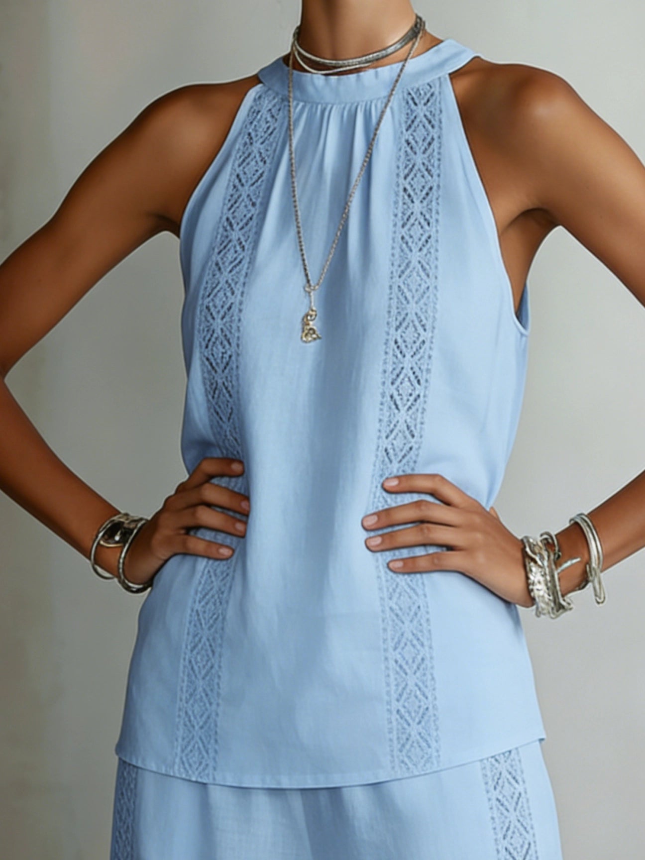 Amelia | Halter Neck Casual Relaxed Fit Two-Piece Set