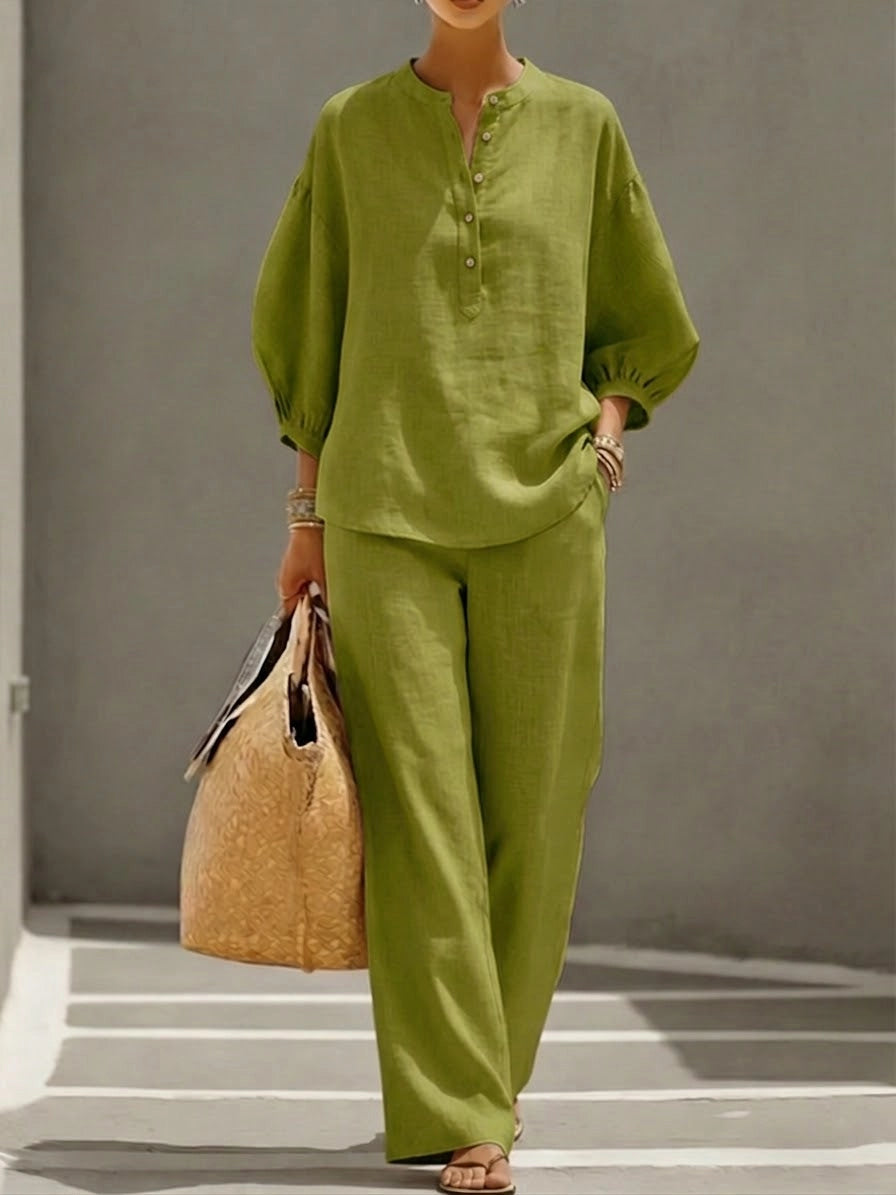Emma | Relaxed Button-Up Casual Two-Piece Set
