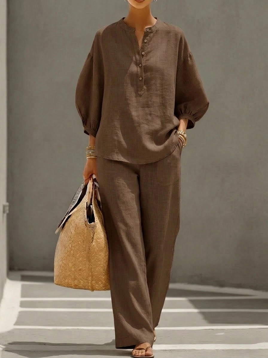 Emma | Relaxed Button-Up Casual Two-Piece Set
