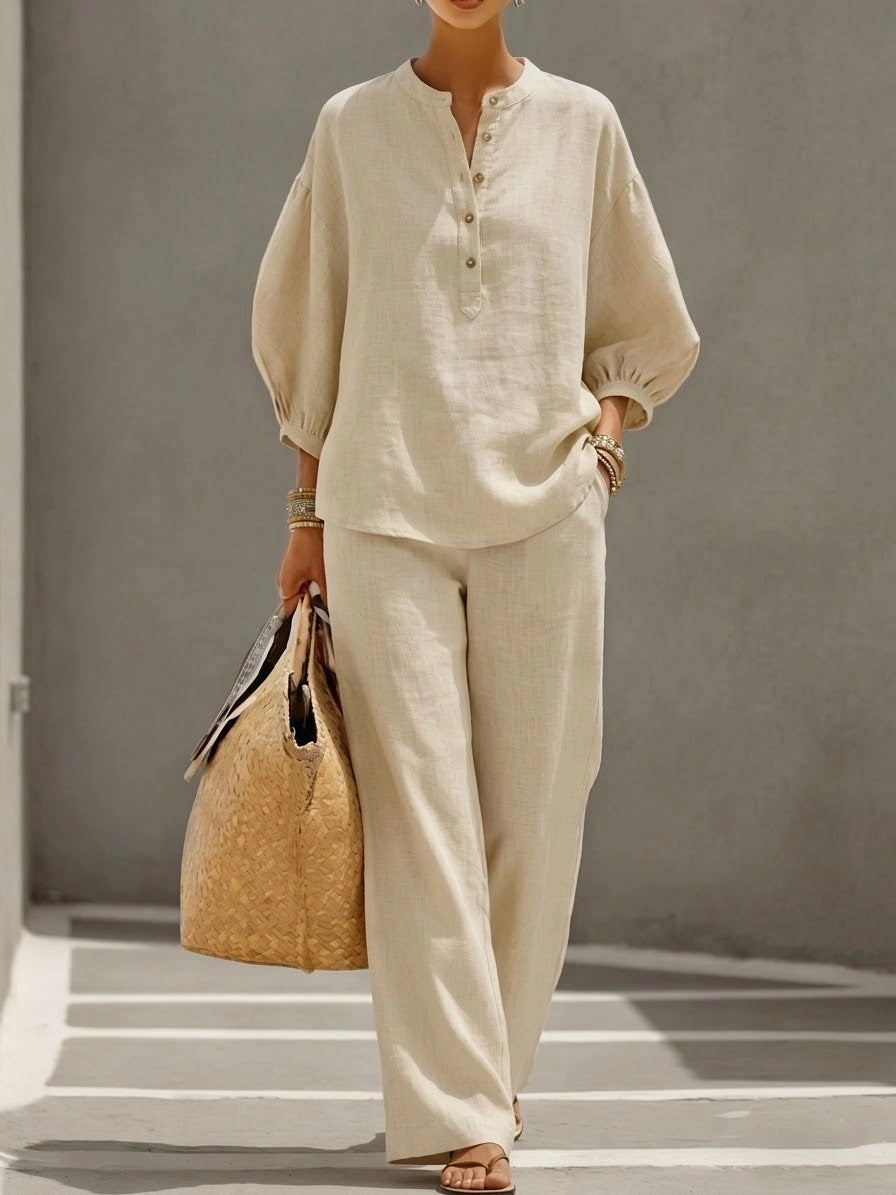 Emma | Relaxed Button-Up Casual Two-Piece Set