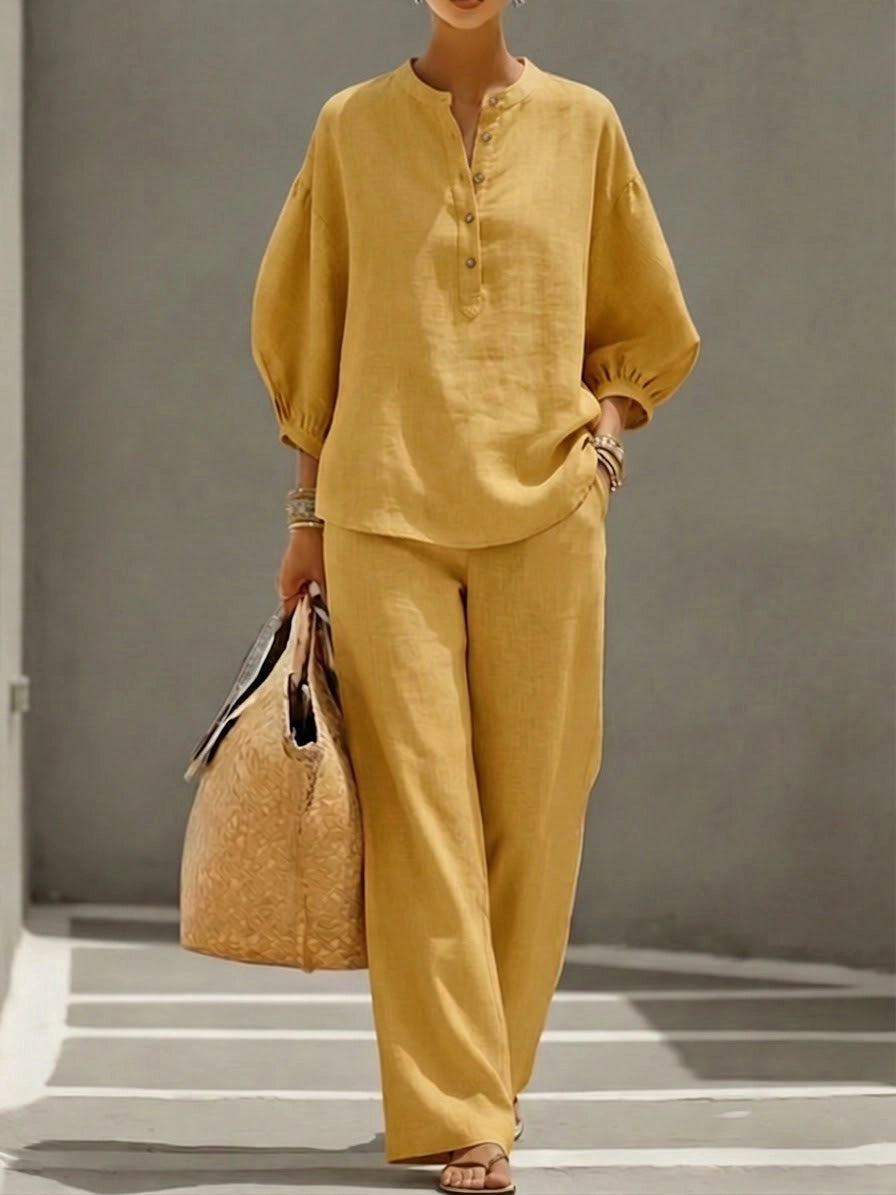 Emma | Relaxed Button-Up Casual Two-Piece Set