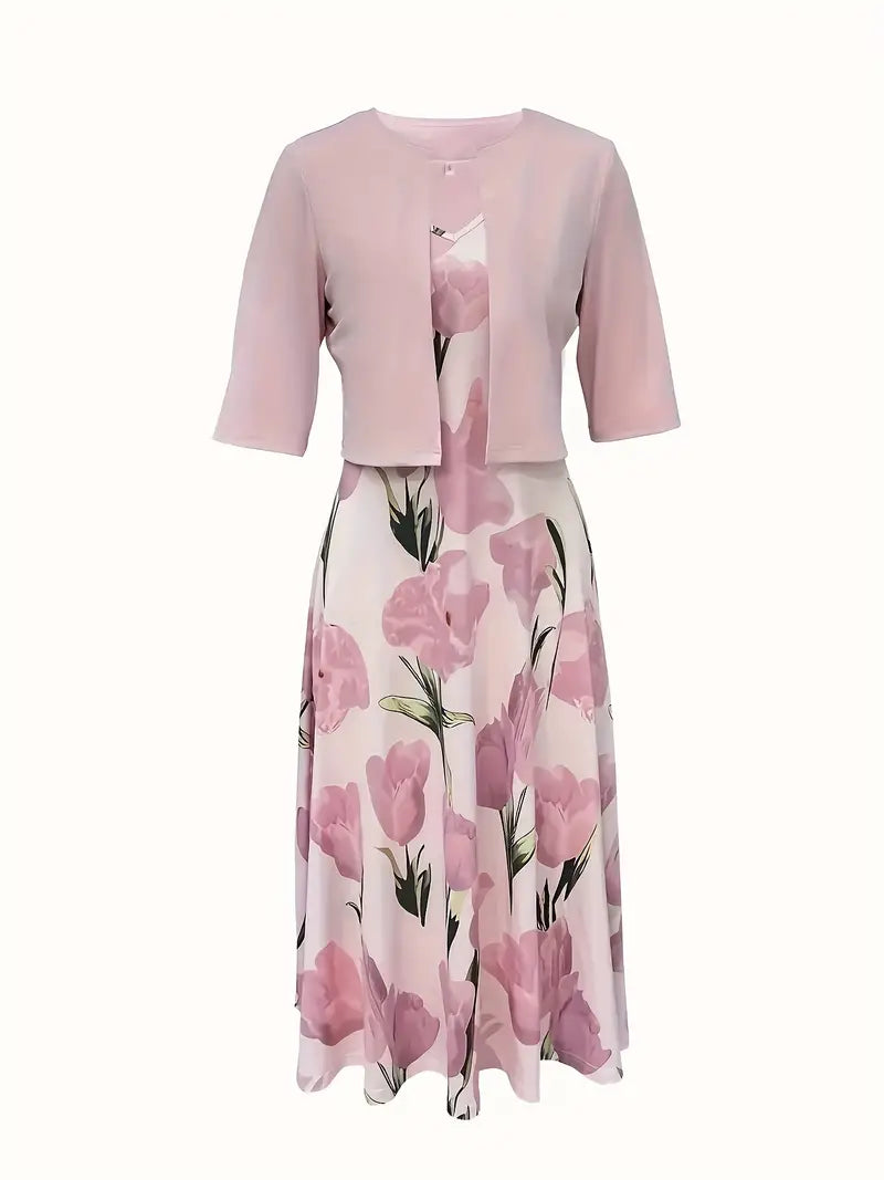 Amelia | Lightweight Floral Occasion Fit Tailored Maxi Dress Set