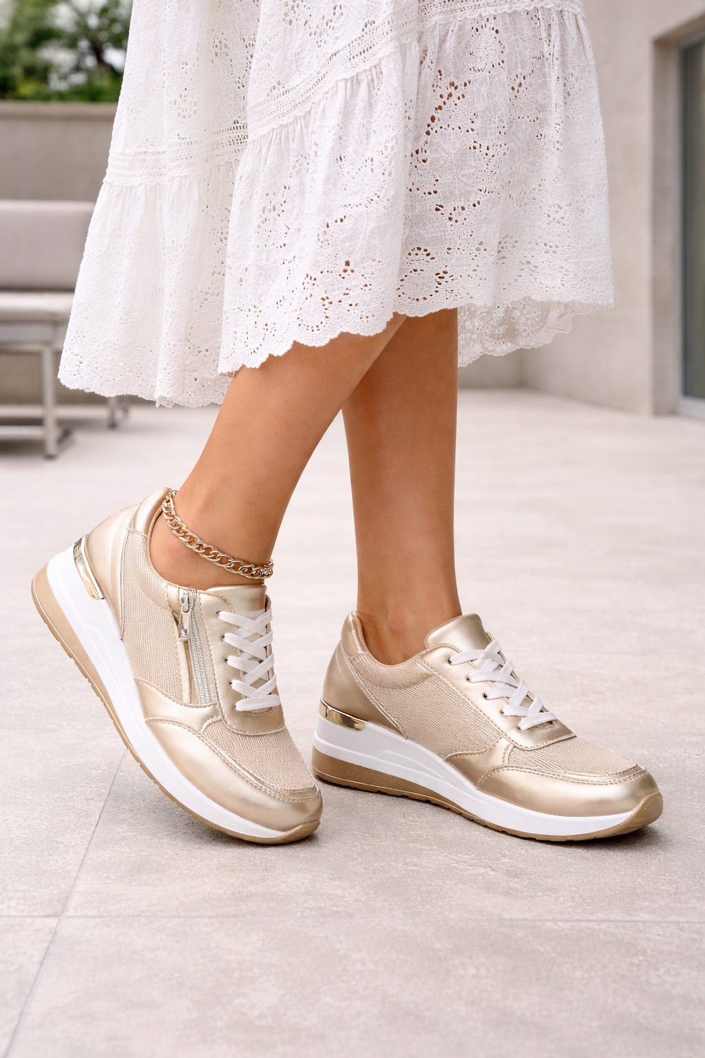 Women's Sneakers – Metallic Mesh Casual Athletic | Chloe 1
