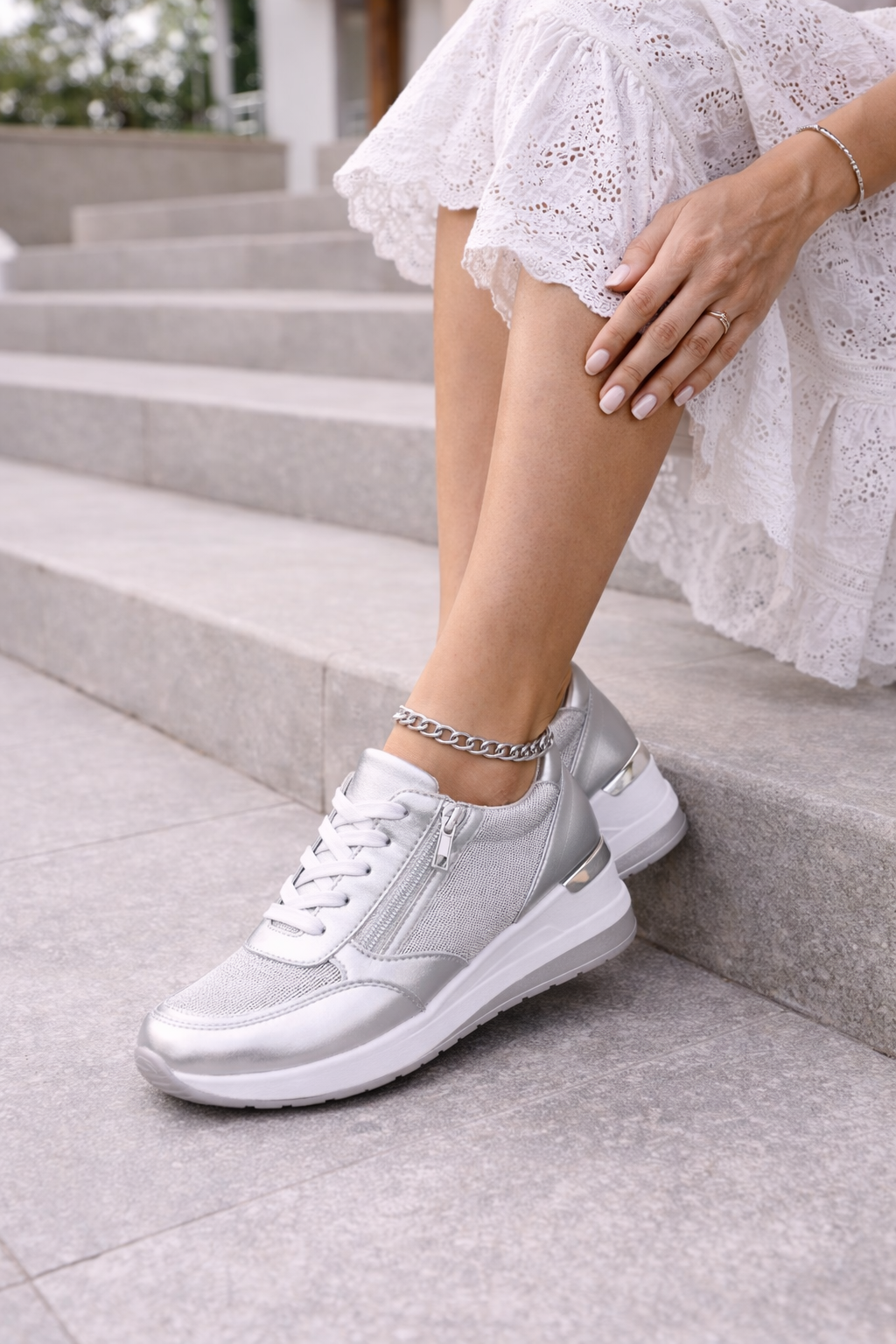 Women's Sneakers – Metallic Mesh Casual Athletic | Chloe 2
