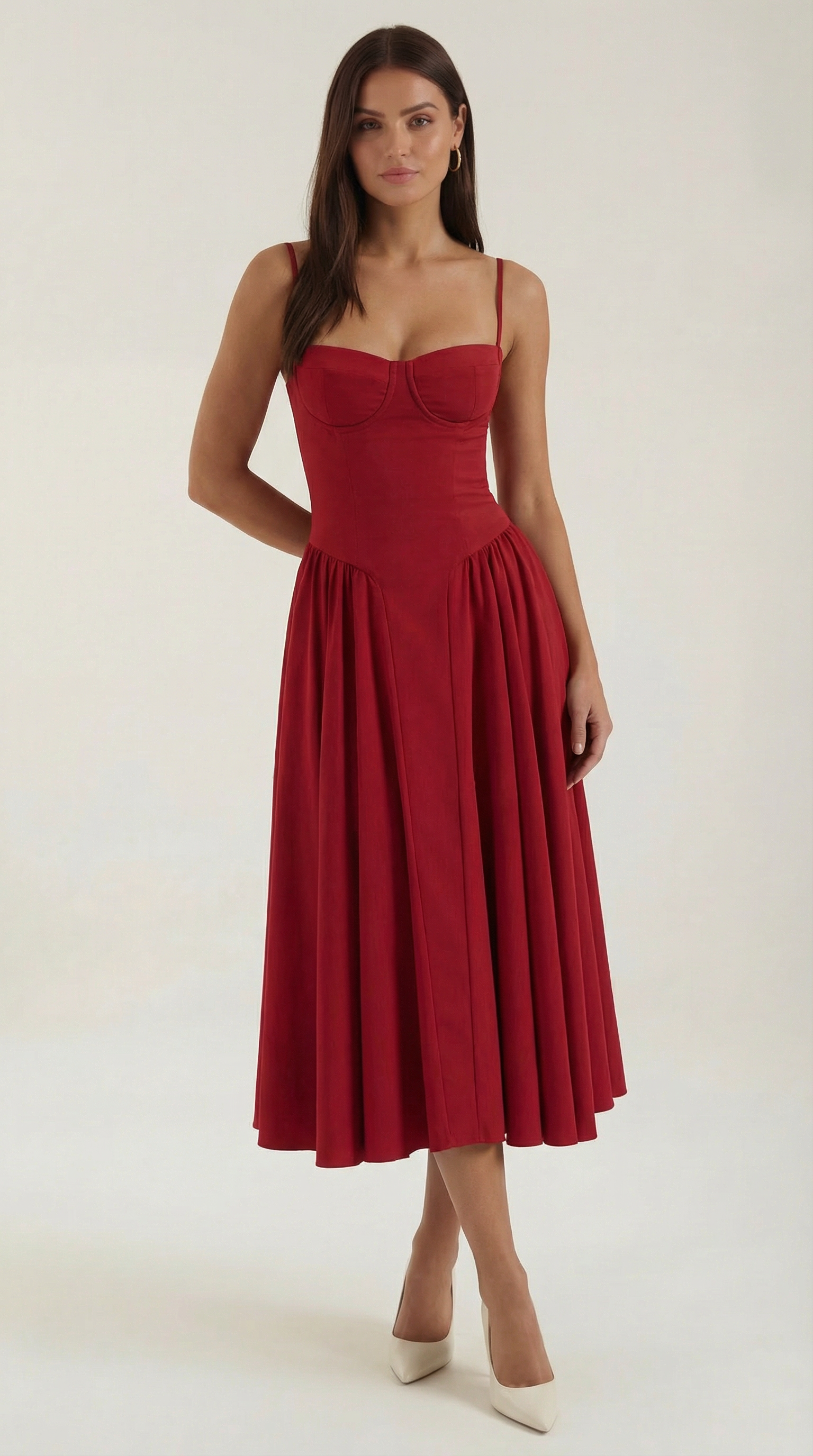 Women's Midi Dress – Floral Linen Blend Structured Fit Formal | Amelia 14