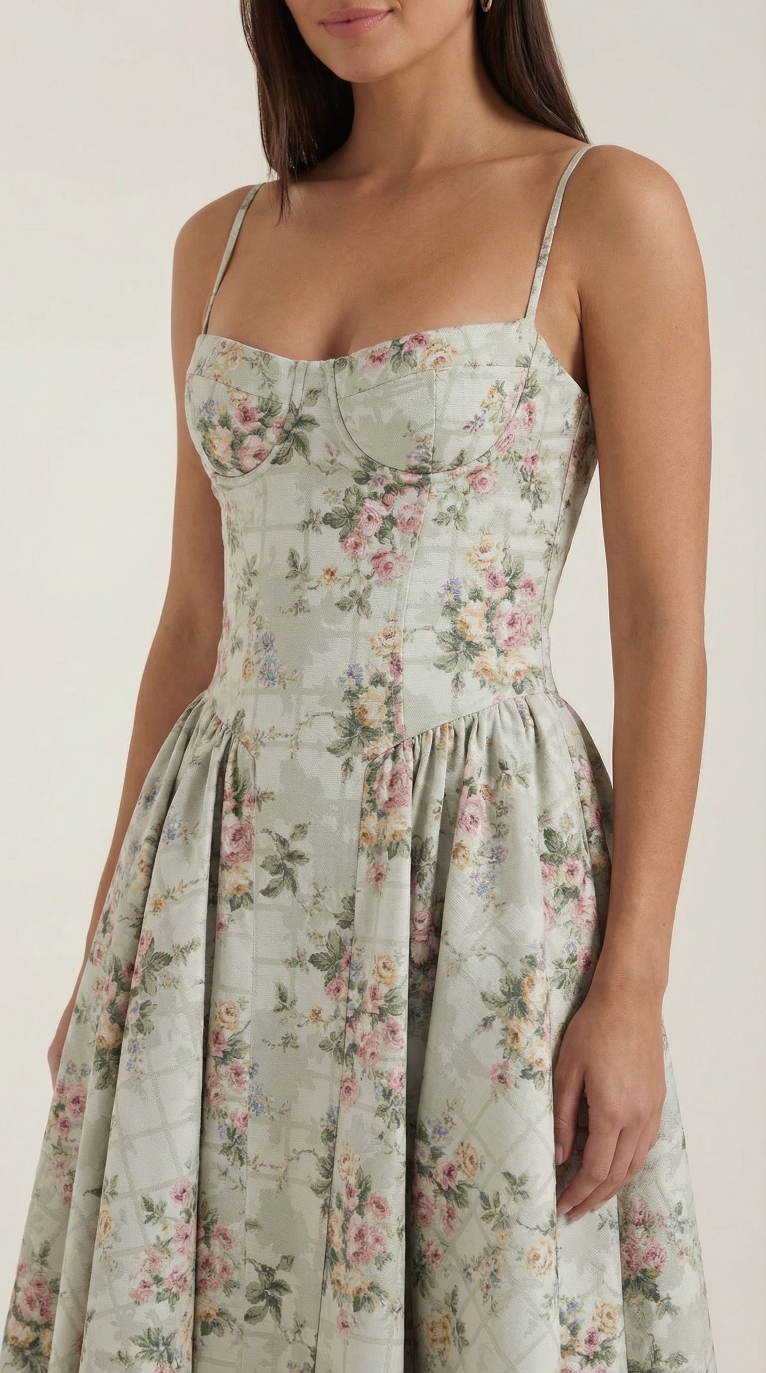 Women's Midi Dress – Floral Linen Blend Structured Fit Formal | Amelia 8