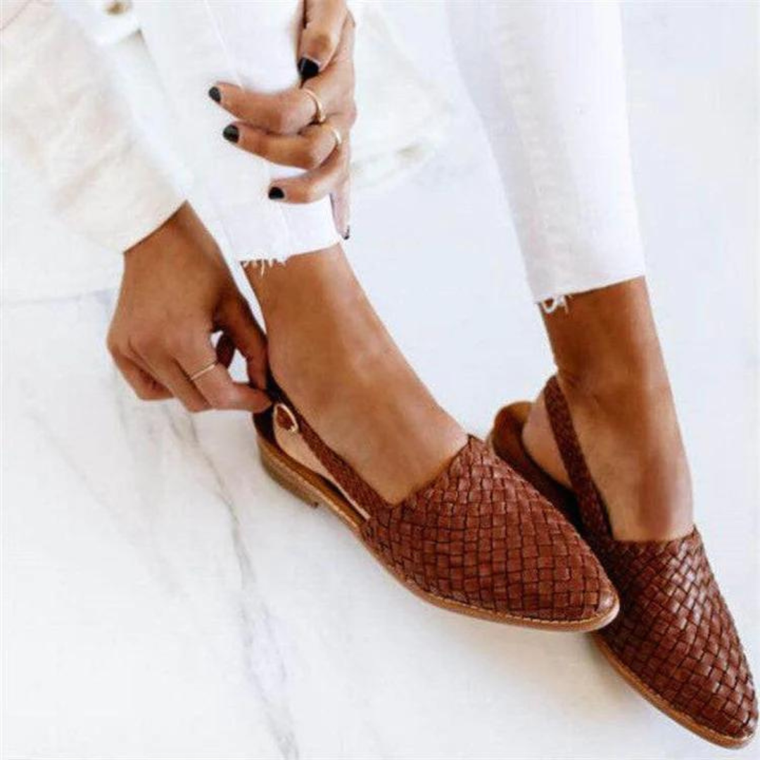 Women's Pointed Flats – Woven Leather Slingback Casual | Amelia 1