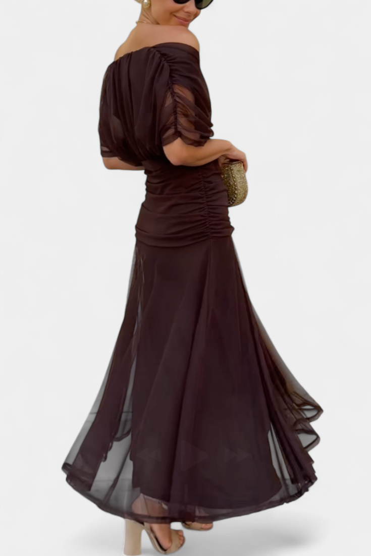 Women's Cocktail Dress – Chiffon Off-The-Shoulder Formal Evening | Isla 3