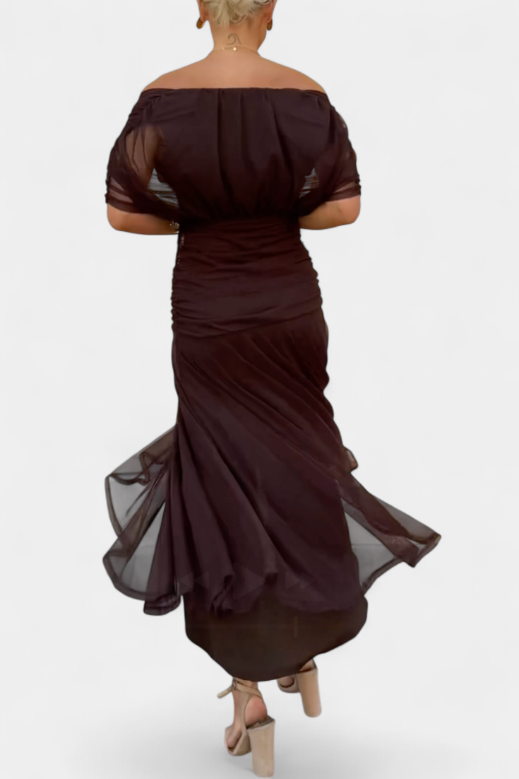 Women's Cocktail Dress – Chiffon Off-The-Shoulder Formal Evening | Isla 4