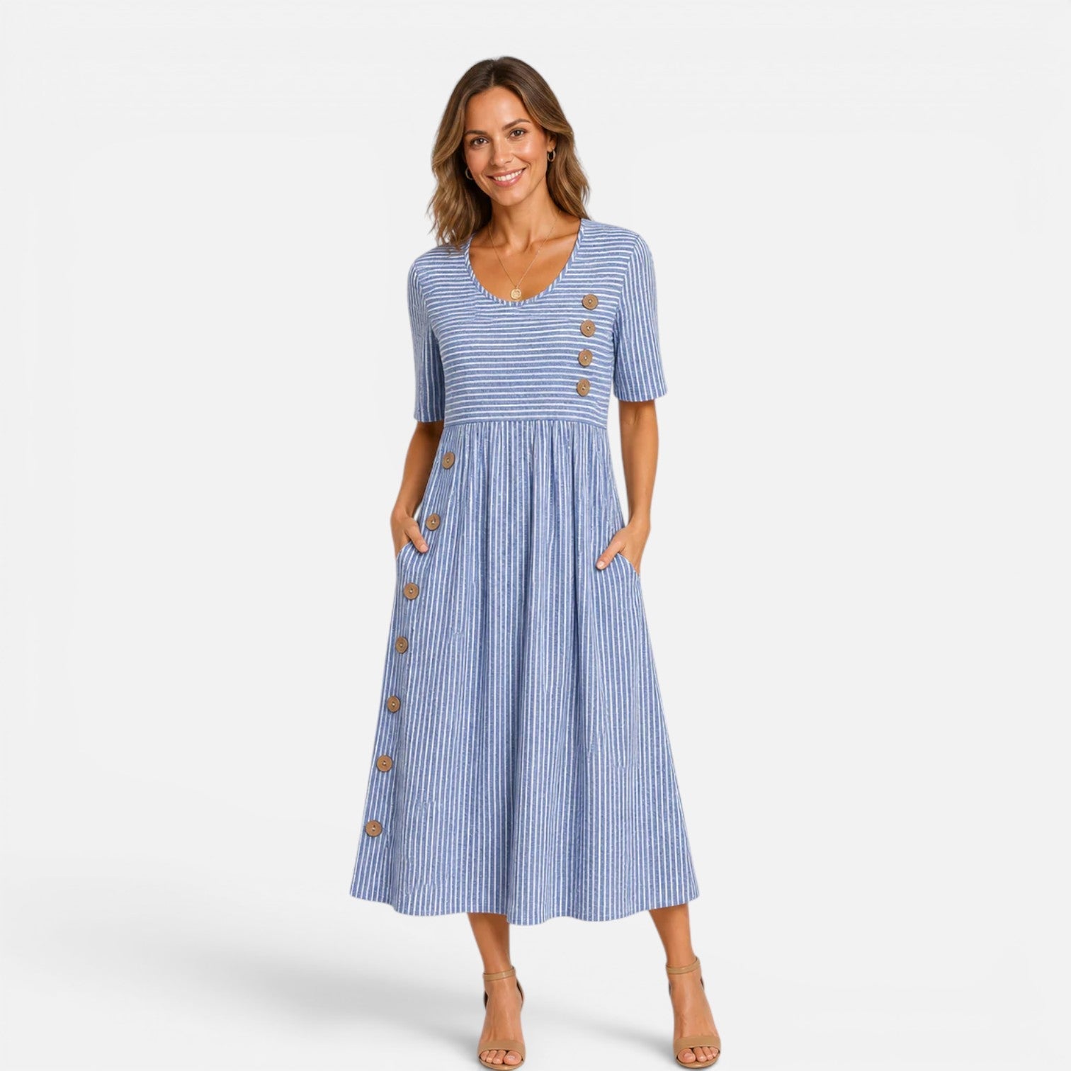 Lily | Striped Casual Relaxed Fit Midi Dress