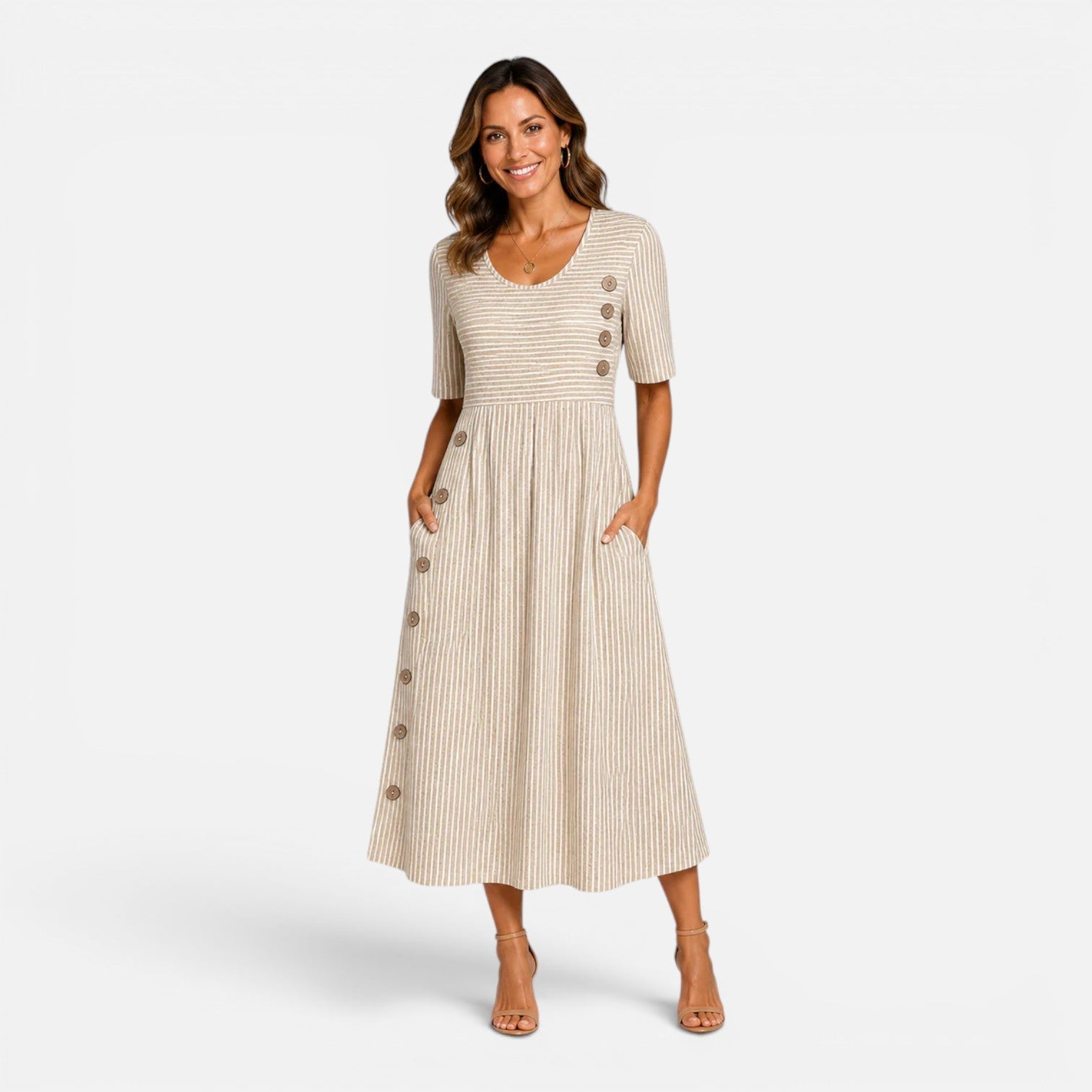 Lily | Striped Casual Relaxed Fit Midi Dress