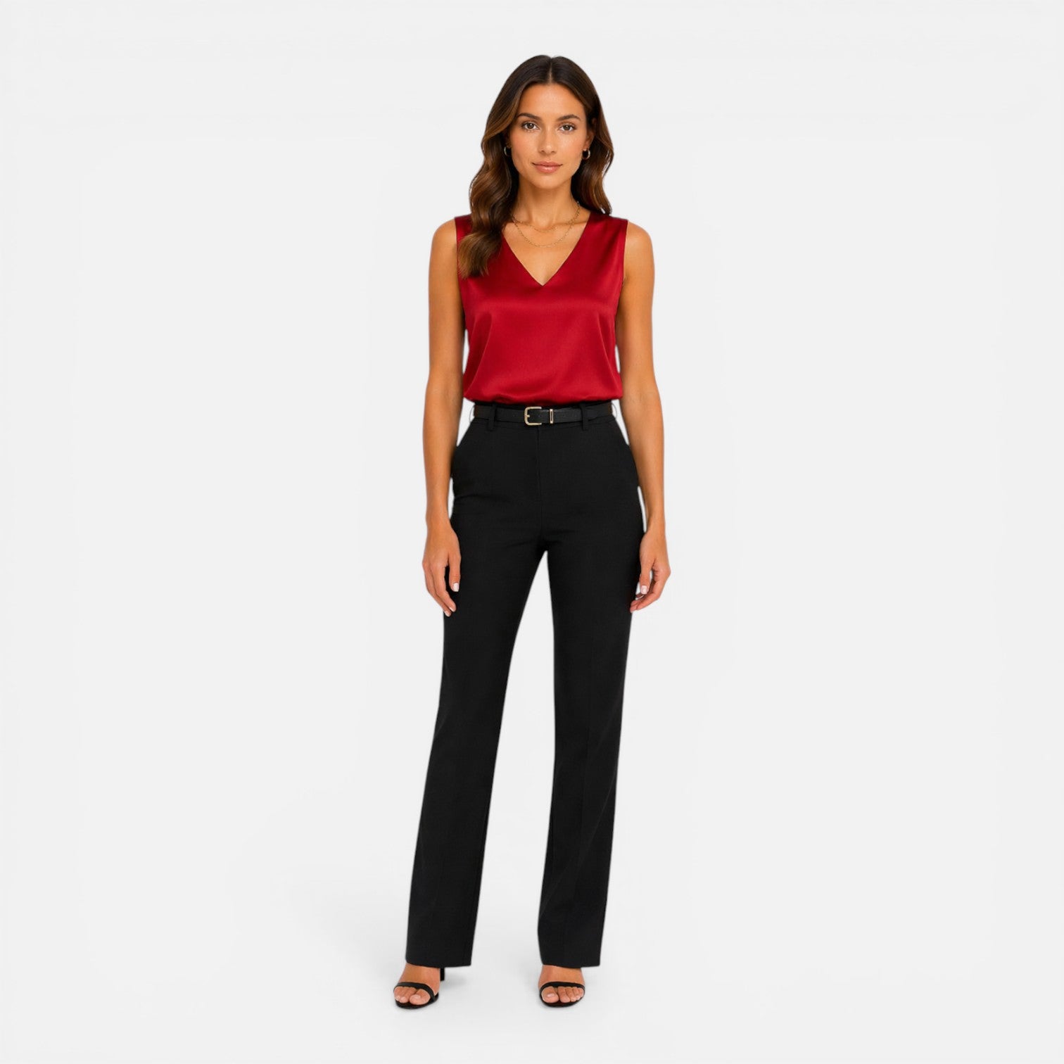 Isla | Sleeveless V-neck Elegant Tailored Blouse Top