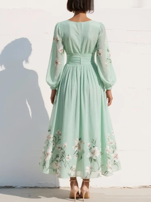 Lily | V-Neck Pleated Wedding Guest Dress Midi Fit
