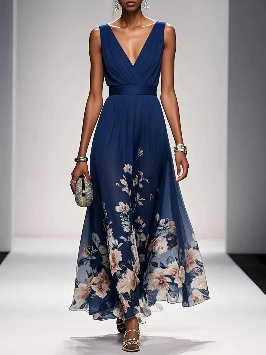 Women's Maxi Dress – Chiffon Pleated A-Line Evening | Amelia 4