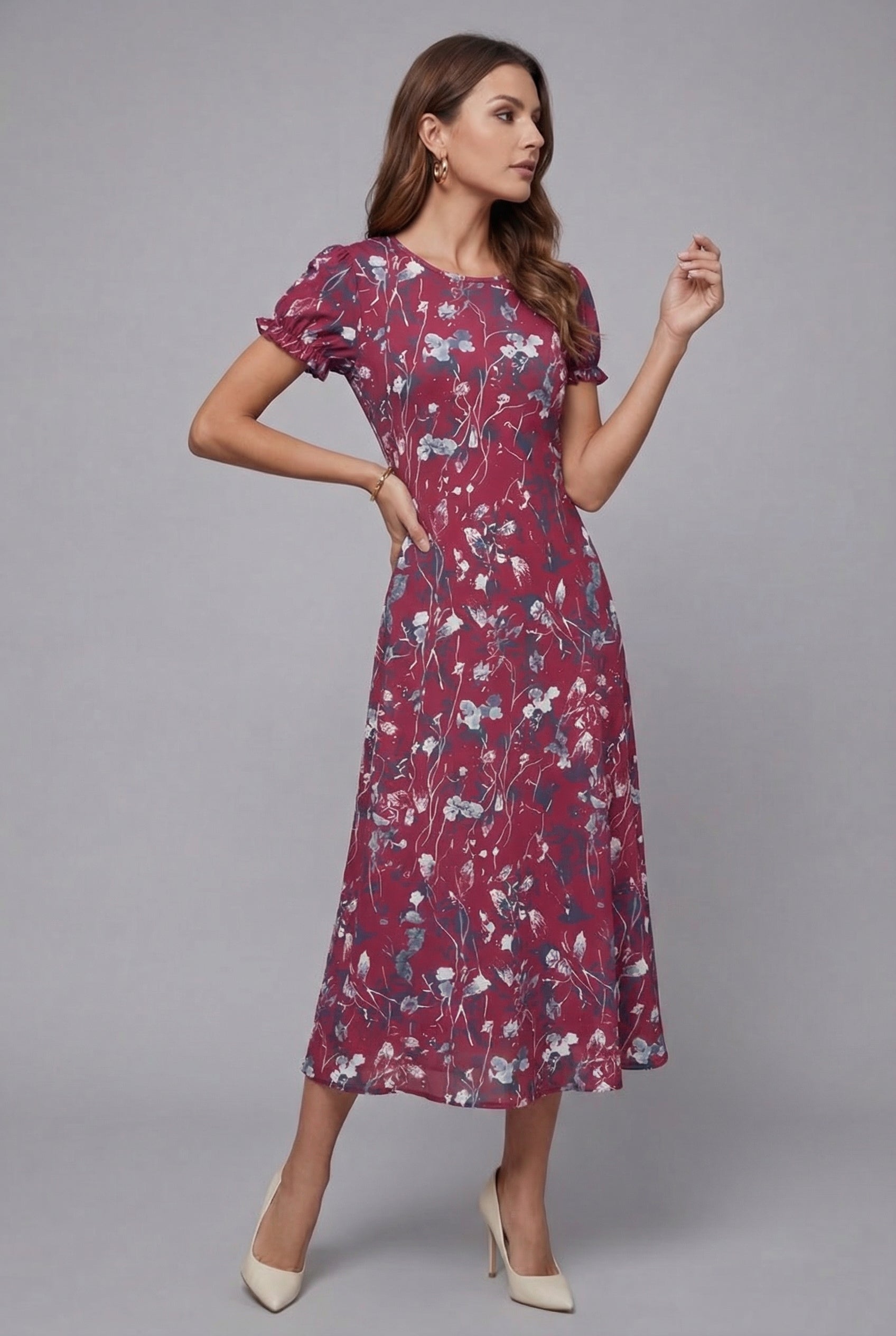 Emma | Floral Summer Casual Relaxed Fit Midi Dress