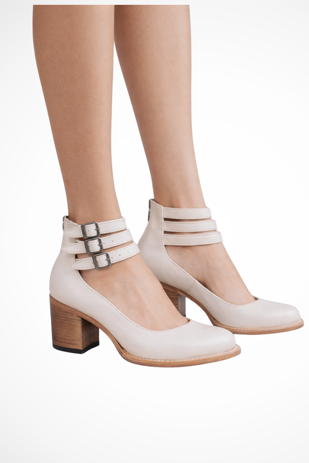 Women's Block Heel Pumps – Burnished Leather Structured Vintage | Amelia 2