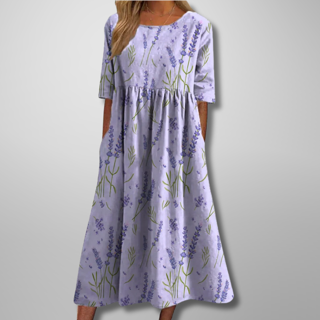 Women's Midi Dress – Linen Blend Empire Fit Casual | Amelia 3