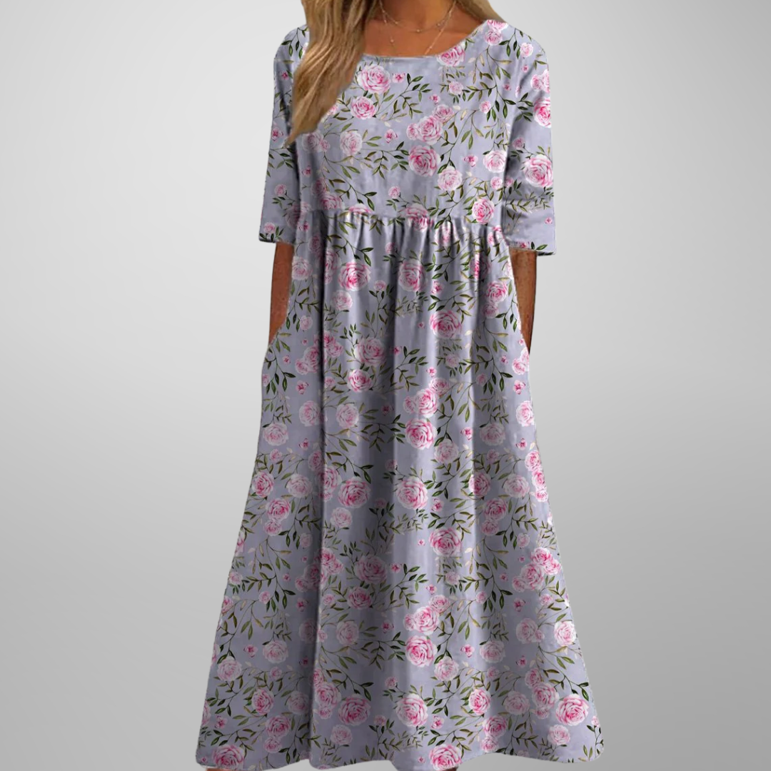 Women's Midi Dress – Linen Blend Empire Fit Casual | Amelia 6