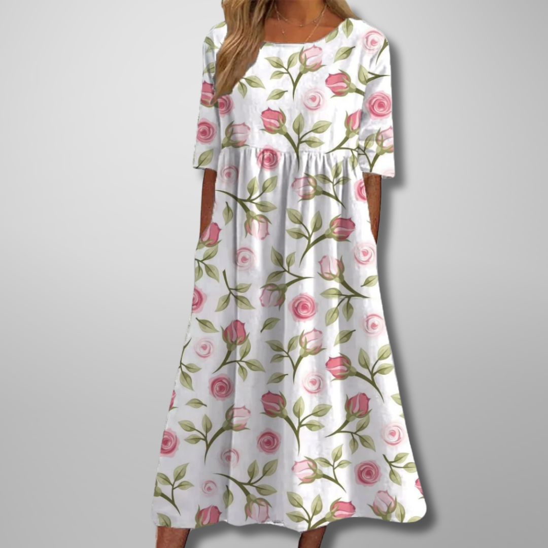Women's Midi Dress – Linen Blend Empire Fit Casual | Amelia 8