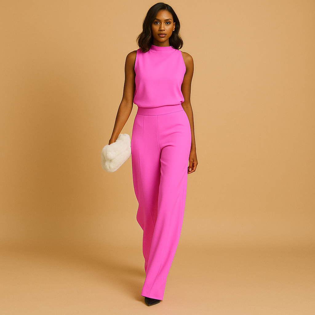 Isla | Halter Neck Elegant Wide Leg Jumpsuit High Waist