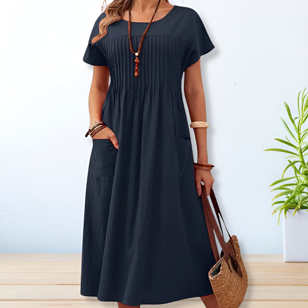 Women's Midi Dress – Lightweight Fabric Fluid Fit Formal | Amelia 1