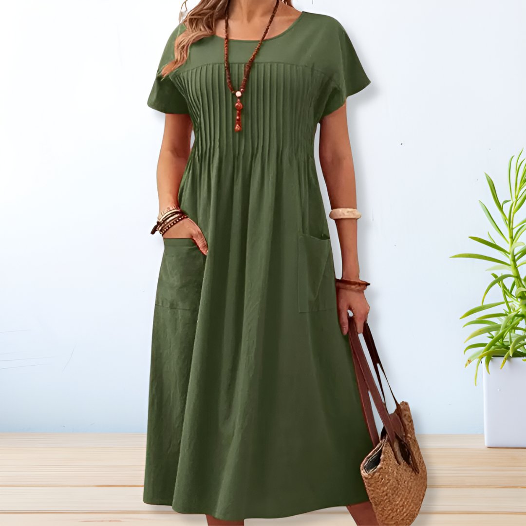 Women's Midi Dress – Lightweight Fabric Fluid Fit Formal | Amelia 2
