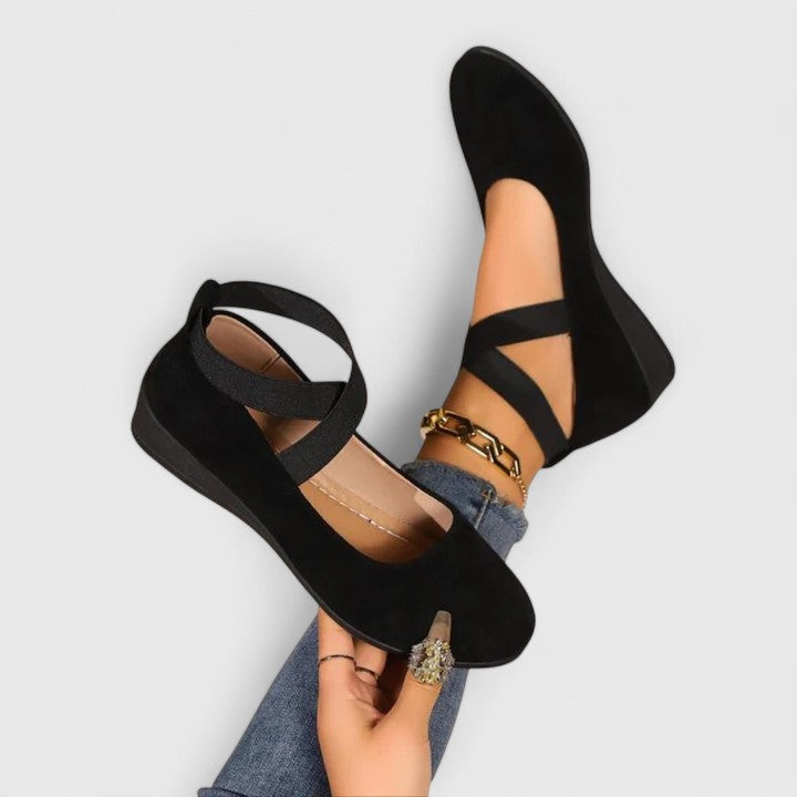 Women's Wedge Sandals – Suede Criss-Cross Ankle Strap Casual | Florence 1