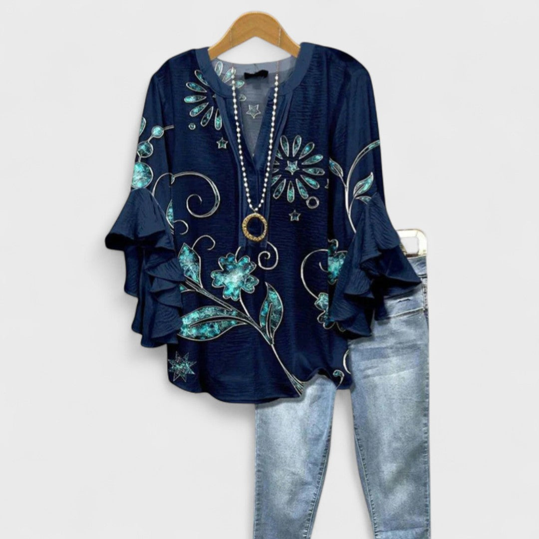 Women's Blouse – Woven Floral Lightweight Relaxed Fit Evening | Amelia 9