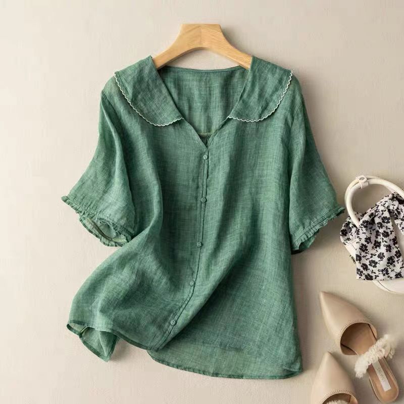 Women's Blouse – Lightweight Linen Relaxed Fit Vintage Style Summer | Amelia 1