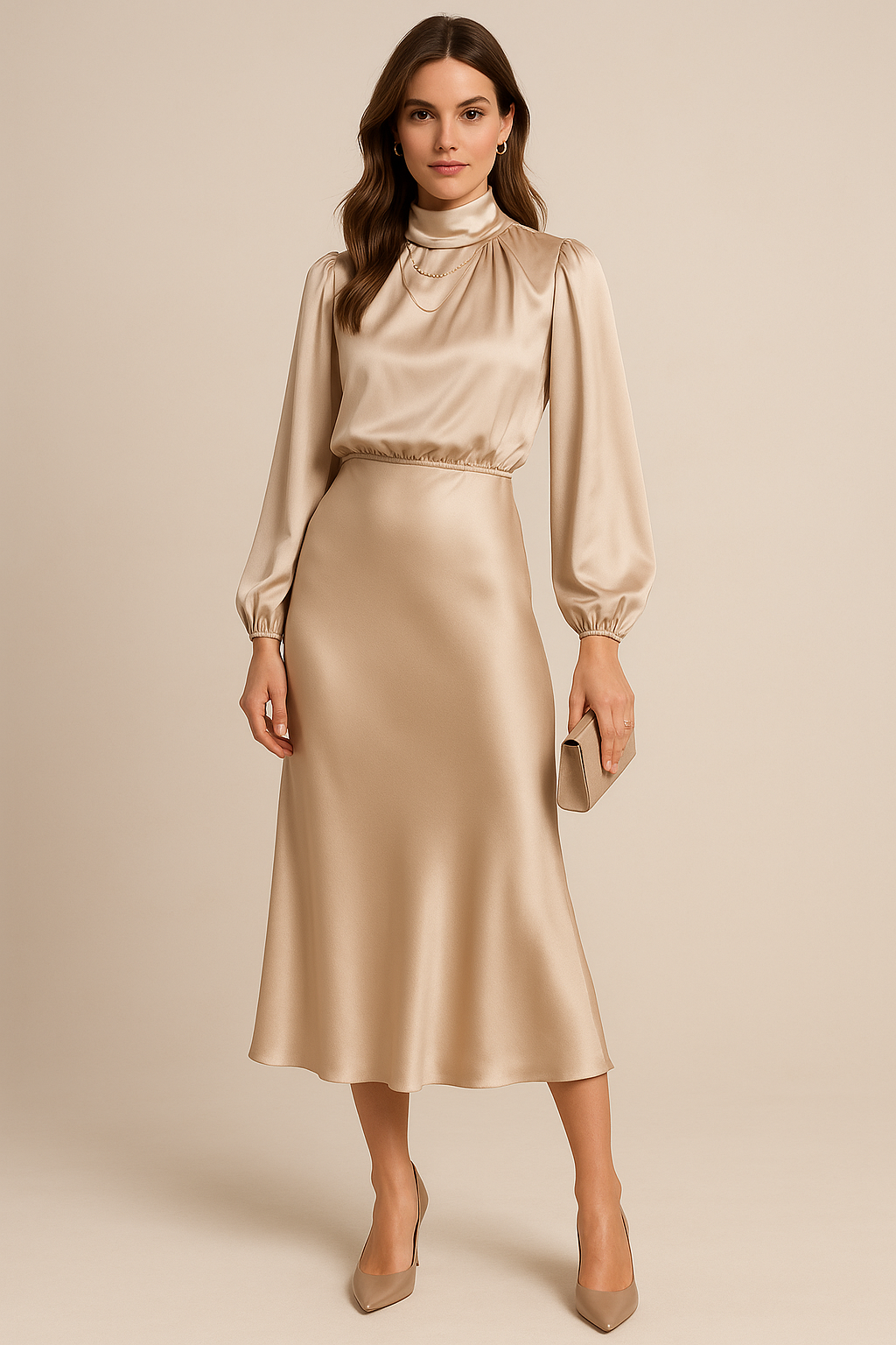 Lily | High Waist Tailored Formal Casual Cotton Blend Midi Dress