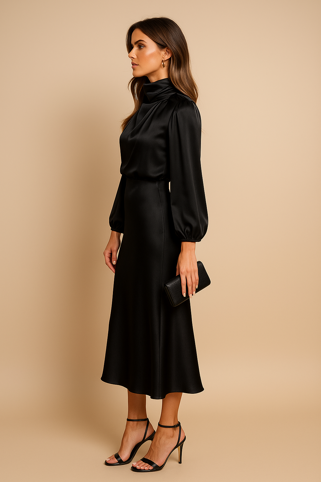 Lily | High Waist Tailored Formal Casual Cotton Blend Midi Dress
