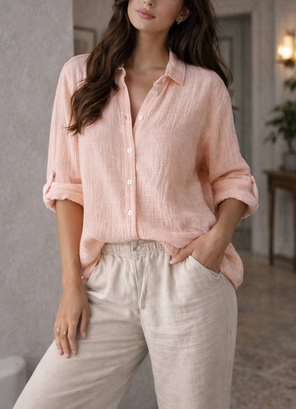 Women's Shirt – Double-Gauze Cotton Relaxed Fit Summer | Amelia 2